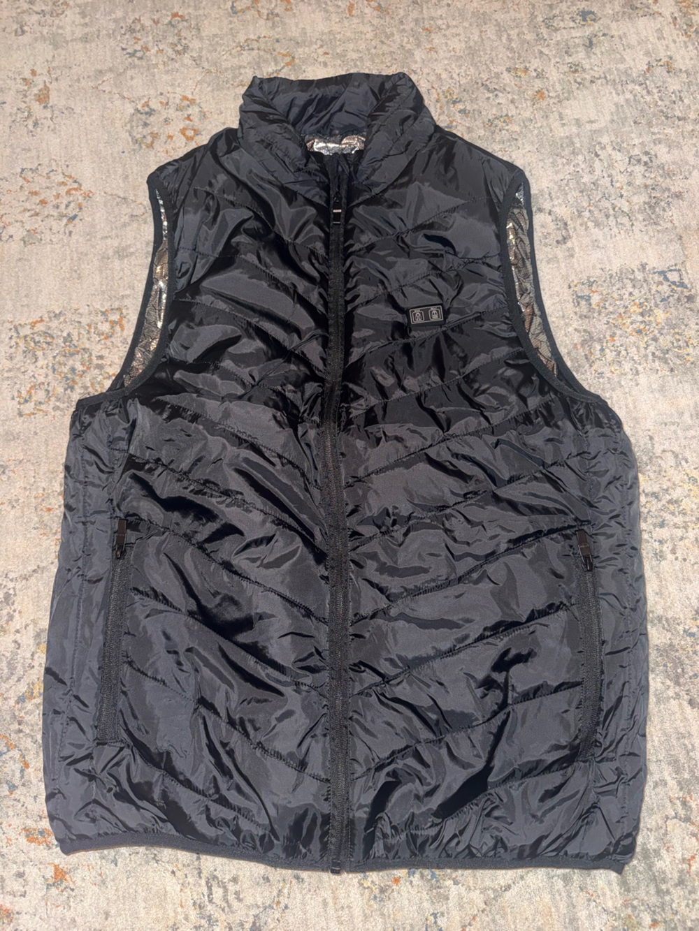 Black Quilted Heated Men's Vest Medium Jacket No battery pack works A124